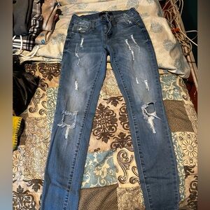 blue washed ripped jeans